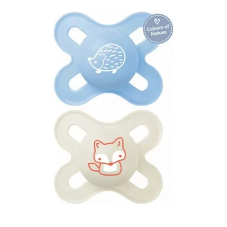 Mam Ορθοδοντικές Πιπίλες Σιλικόνης Start για 0-2 μηνών Μπλε-Μπεζ 2 τεμάχια