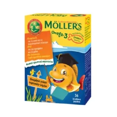 Mollers Omega 3 Ζελεδάκια Ψαράκια με Γεύση Πορτοκάλι - Λεμόνι 36 τμχ