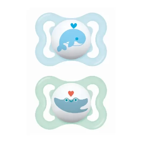Mam Ορθοδοντικές Πιπίλες Σιλικόνης Air για 2-6μηνών Γαλάζιο-Φυστικί 2 τεμάχια